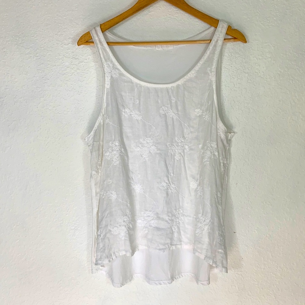 CP Shades Free People white embroidered linen top - Picture 1 of 6